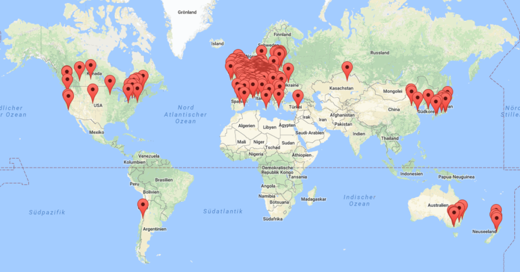 map showing open buildings during Passive House open days
