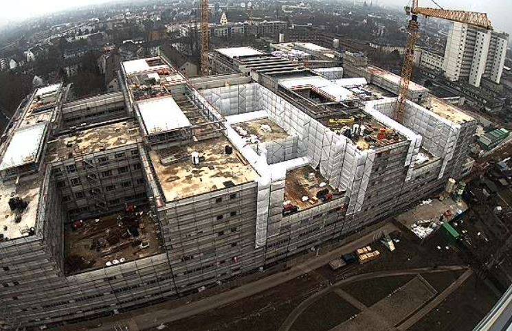 Current progress of the new hospital building in Frankfurt