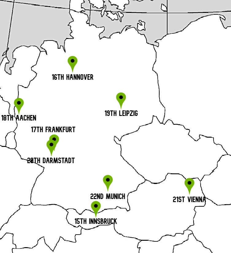Image of map of previous conference locations